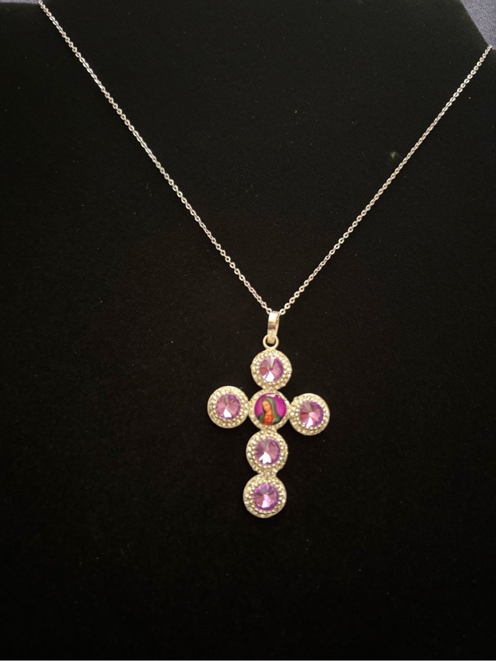 Sterling Silver Virgin Mary pendant Necklace